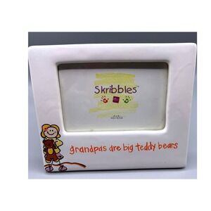 Russ Berrie Skribbles Ceramic 4x6 Picture Frame Grandpas Are Big Teddy Bears
